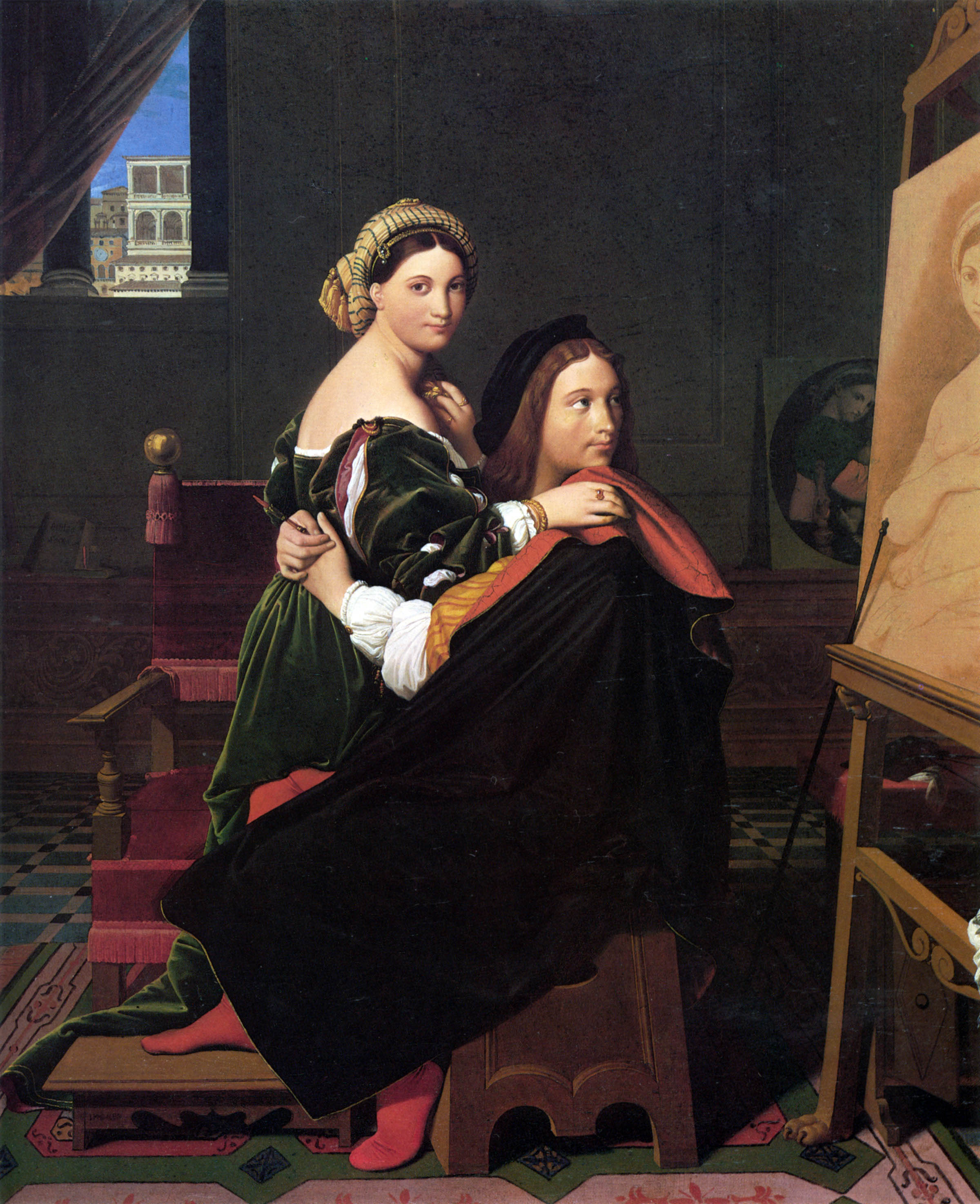 Raphael And La Fornarina by Jean Auguste Dominique Ingres, 1814